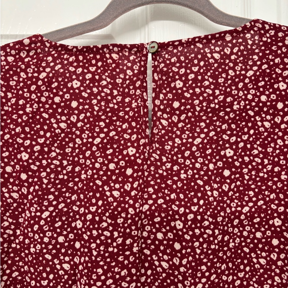 ODDY Burgundy Floral Ruffle Blouse 1X - Picture 3 of 5